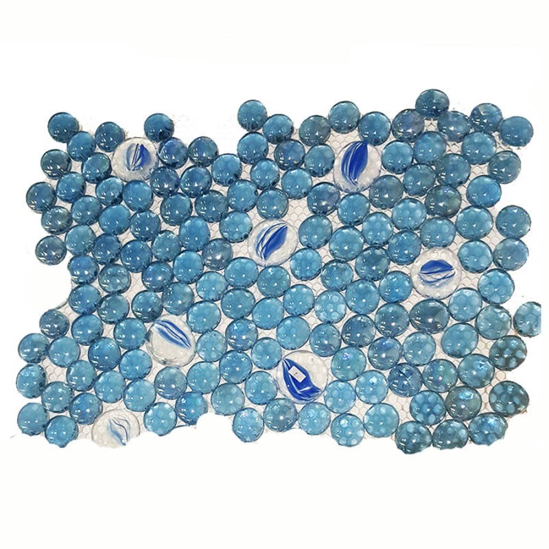 Blue Crystal Glass Pebbles With Flower Design Blue Crystal Glass Pebbles With Flower Design