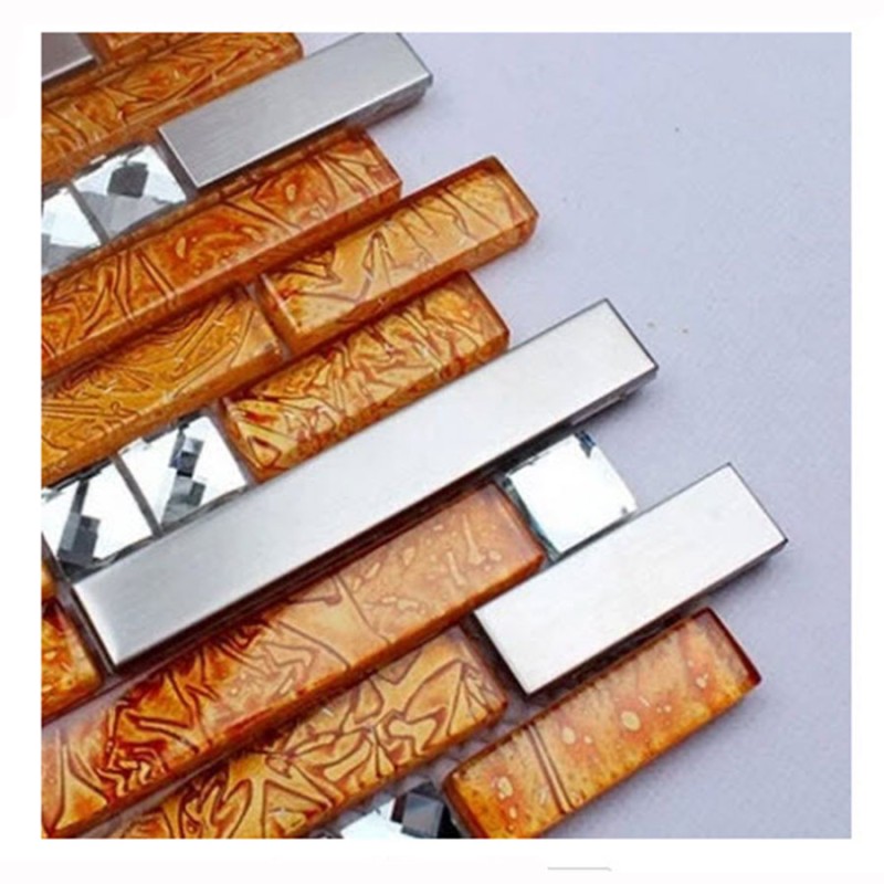 Mosaic Tiles MT4 Orange And Silver Mosaic Tiles MT4 Orange And Silver